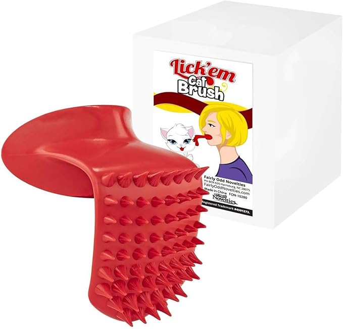 Lick'em Tongue Cat Brush – Funny Novelty White Elephant Gag Gift for Cat Lovers