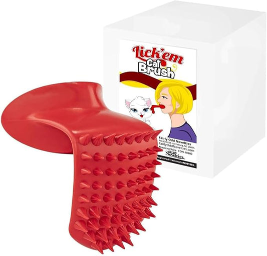 Lick'em Tongue Cat Brush – Funny Novelty White Elephant Gag Gift for Cat Lovers