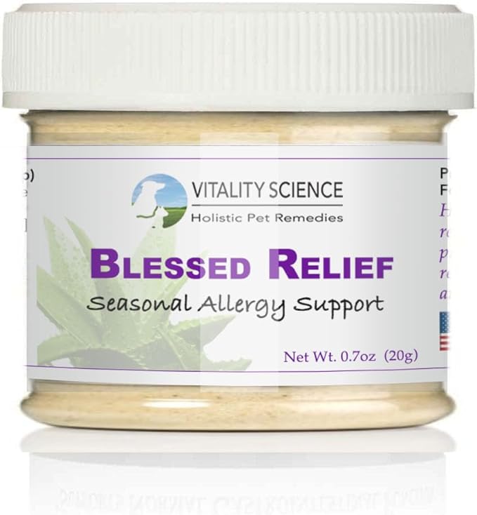Vitality Science Blessed Relief for Cats | Seasonal Allergy Support | Improves Respiratory Function and Breathing | Heals Skin Helps Irritation (20g)