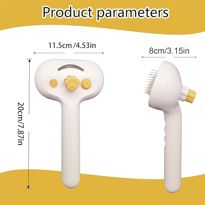 Cat Steam Brush, Self-Cleaning Grooming Shedding Comb, Detangling Design Steam Brush for Indoor Bath, Shower, Home, Travel, Pet, Puppy, Kitten, Hair Care and Maintenance