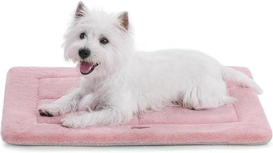 Made4Pets Dog Crate Pad Bed for Small Dogs, Washable & Reversible, Anti-Slip Kennel Mat for Cozy Sleeping, Soft Fluffy Dog Bed for Indoor & Outdoor Use, 24"x18", Pink