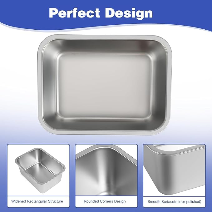 1.25 Gallons Large Dog Water Bowl, 2PCS Stainless Steel Metal Dog Bowls, Large Capacity Pet Food Bowl Water Dish for Indoor and Outdoor Universal for Small & Medium Dogs 12.6''×8.7''×3.9''