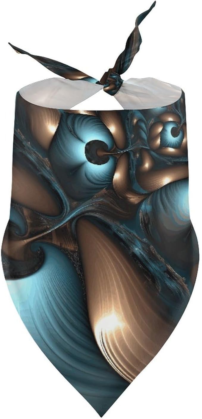 Dog Bandana Spring Pet Scarf Adjustable Triangle Abstract Blue Brown Printing Dog Bib Washable Polyester Puppy Bandana for Small Medium Large Dogs Cat Birthday Party Supplies
