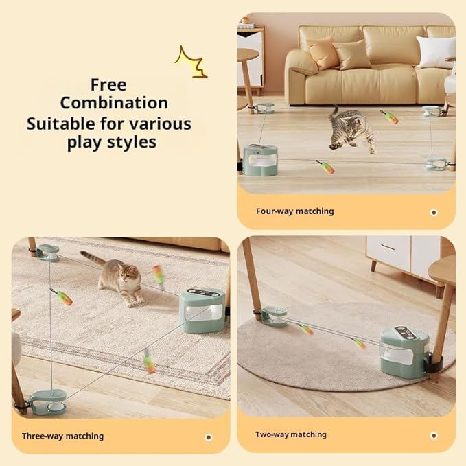 Interactive Cat Toys for Indoor Cats,Remote Control & Automatic Cat Treadmill for Indoor Cats with Sound & LED, Cat Teaser Wand & Exercise Chase Toys.