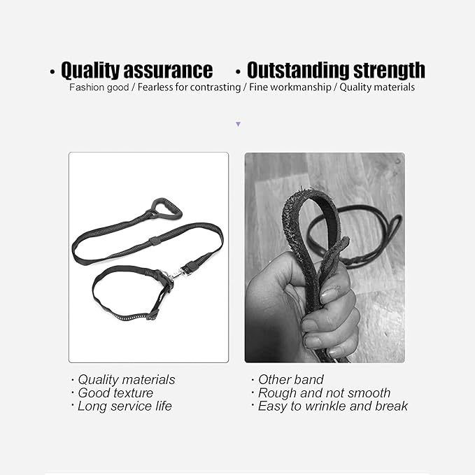 Heavy Duty Dog Leash Collar Set, Adjustable Nylon Leash with Soft PP Handle, Durable Rope Leash Collar for Small Medium Large Dogs, Pet Supply with Elastic Shock (Black)