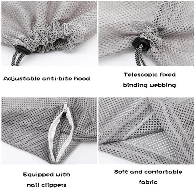 Multifunctional Cat Mesh Bathing Bag, Anti-Bite and Anti-Scratch with Zipper and Drawstrings, Adjustable Breathable Polyester Mesh Restraint for Bathing, Nail Trimming (Green+Pink)