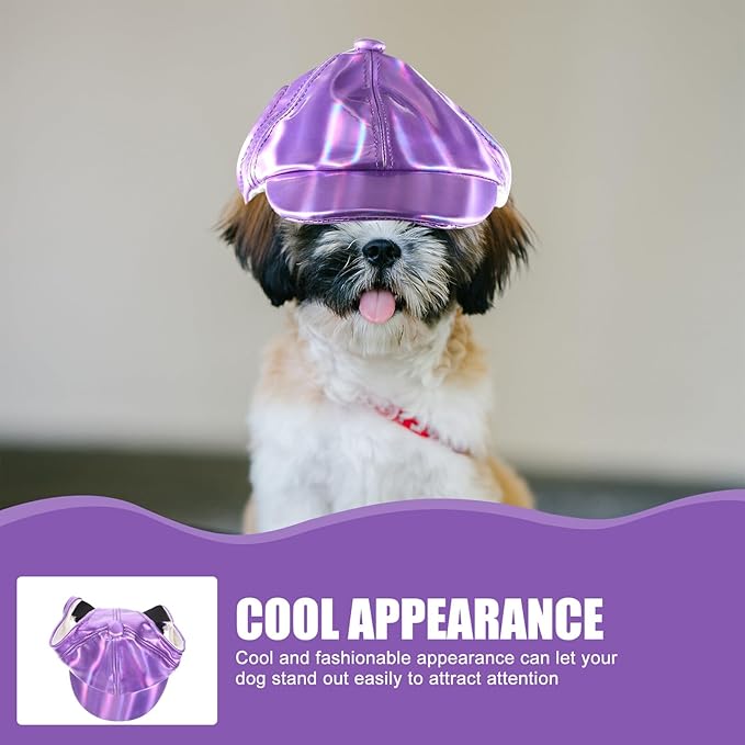 Happyyami Decorative Puppy Baseball Hat Wear-Resistant Dog Accessory Purple M for Small Dogs Outdoor Pet Supplies