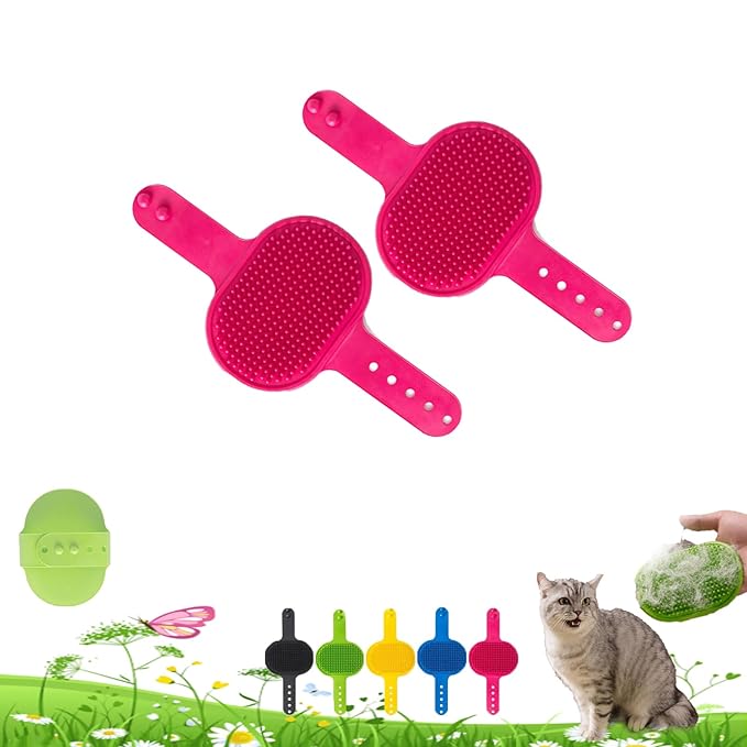 Silicone Grooming Strap Pad for Cats, 2-in-1 Self-Groomer, Adjustable Silicone Pet Grooming Tool, Soft Pet Face Scratcher Rubber Massager for Indoor for Cats & Dogs