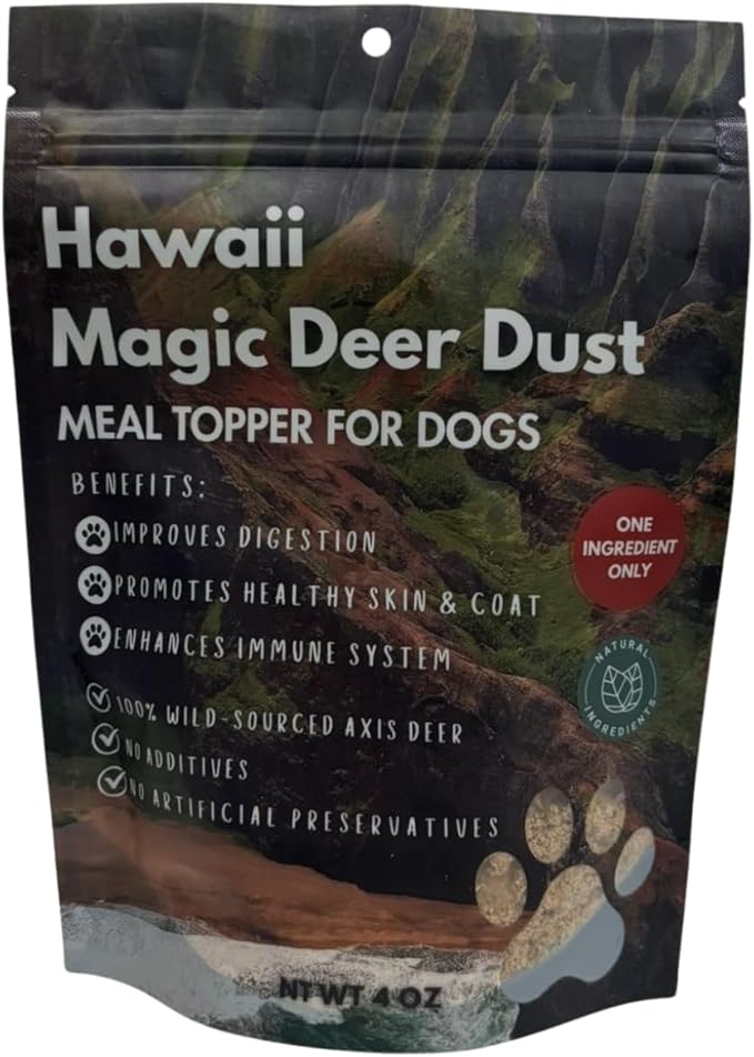 Hawaii Magic Deer Dust Dog Food Topper | Single-Ingredient Natural Protein Powder | Supports Digestion, Skin & Immune Health | No Additives or Preservatives | 4 oz