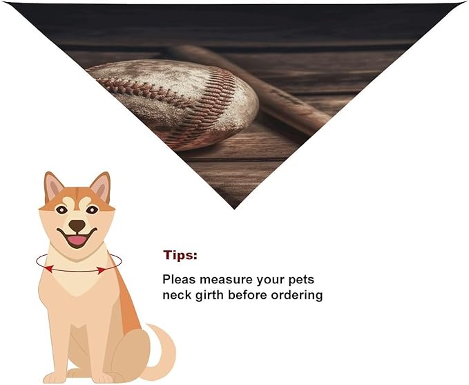 Dog Bandana Spring Pet Scarf Adjustable Triangle Baseball on Wooden Printing Dog Bib Washable Polyester Puppy Bandana for Small Medium Large Dogs Cat Birthday Party Supplies
