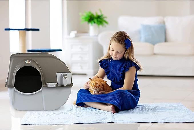 Omega Paw Self Cleaning Litter Box, Omega Paw Roll 'N Clean Litter Box, Regular Size for Kittens and Cats 10 lbs and Under, Brown Color, Model NRA15 V5.0