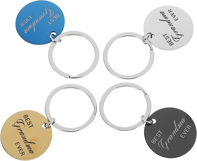 4 Pcs Stainless Steel Pet Id Tags Dog Name Tags with Keychain for Puppy and Cat Collar Round Engraved Custom Pet Supplies Multi-Color Pack