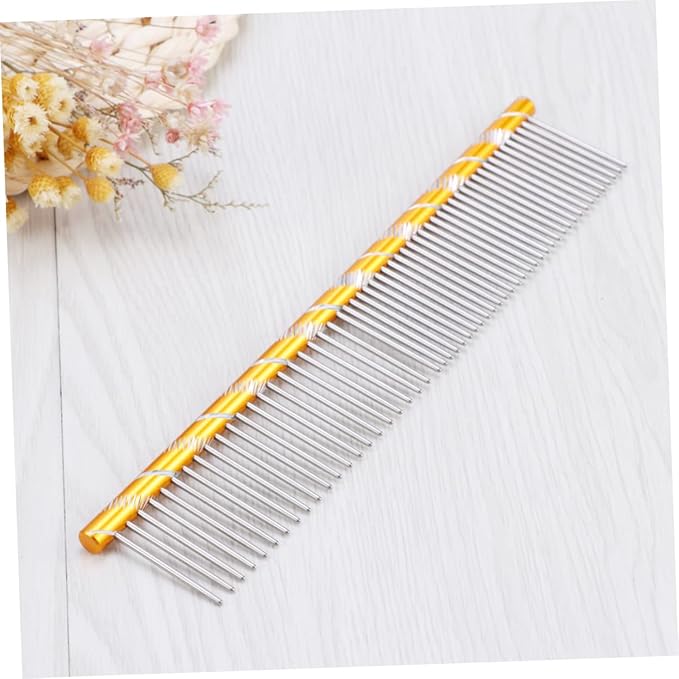 BESPORTBLE Stainless Steel Pet Shedding Comb for Dogs Cats Grooming Tool with Different Spaced Teeth for Fur Removal Yellow