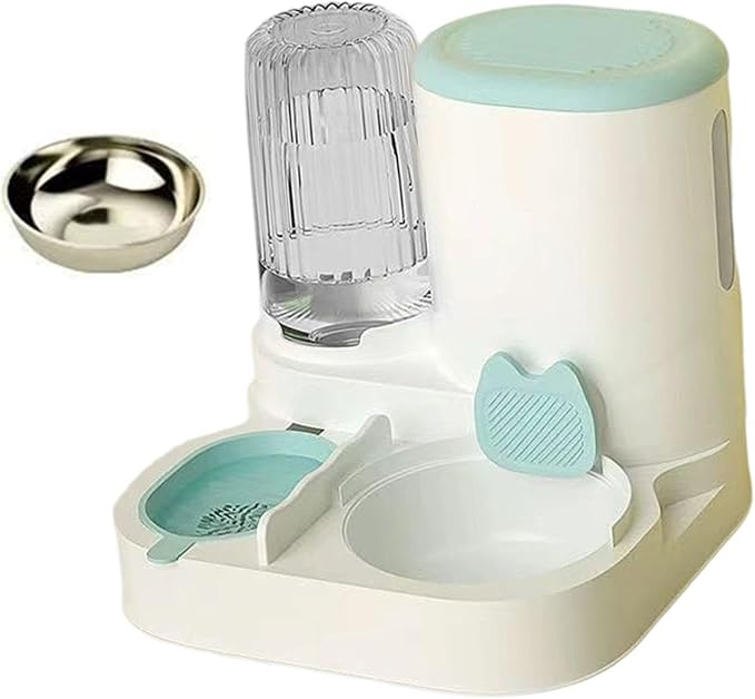 Automatic Dog Feeder and Water Dispenser Dog Bowl Household Portable Automatic Pet Feeder Food Feed for Small Dogs Kitten, Blue
