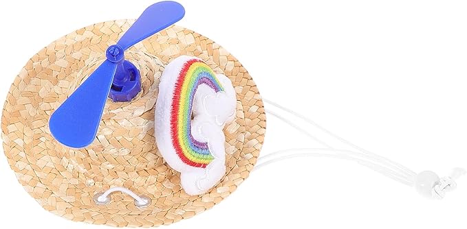 IMIKEYA Pet Straw Hat with Airplane Prop, Woven Straw Knitted Cap for Dogs, Small Size Photo Props for Pet Supplies and Outdoor Use