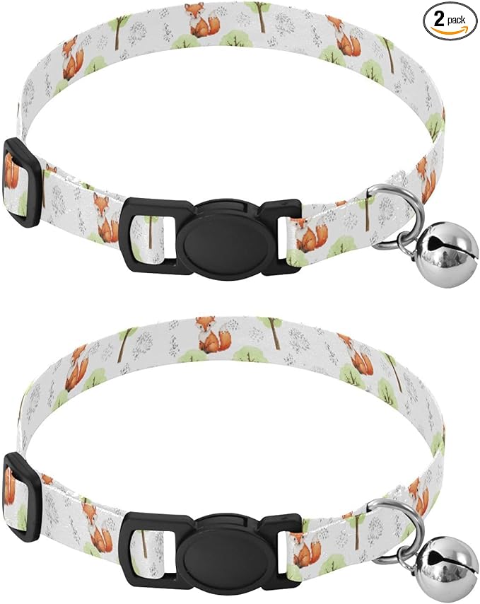 Dog Collar Animals Deer White Pattern Dog Collars Cute Puppy Collar Adjustable Cat Pet Collar for Dogs Cats Pets Supplies 2 Pack