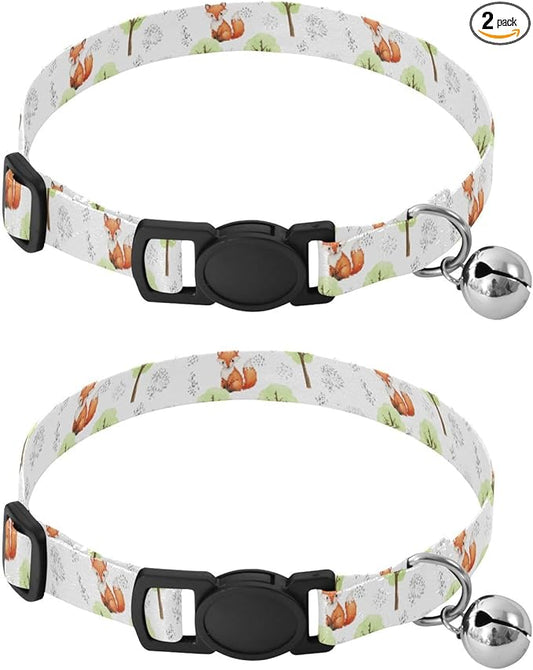 Dog Collar Animals Deer White Pattern Dog Collars Cute Puppy Collar Adjustable Cat Pet Collar for Dogs Cats Pets Supplies 2 Pack