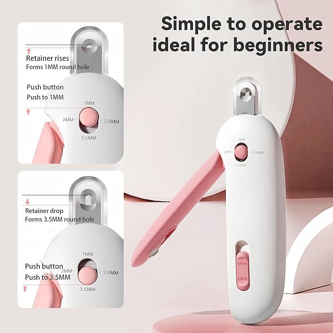 Adjustable Cat Nail Clippers with Security Guard,All-in-One Trimmer & Grooming Supplies for Kittens to Large Cats,Includes Nail File and Storage Container(Pink)