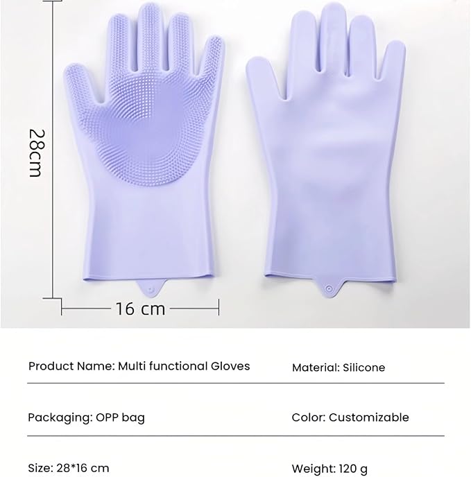 2 Pairs Pet Bathing Gloves - Universal Scratch-Resistant and Bite-Proof Massage Cleaning Silicone Gloves for Cats and Dogs, Essential Pet Grooming Tool (Purple)