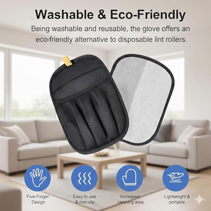 Pet Hair Removal Glove for Cats & Dogs, Five-Finger Pet Hair Glove, Magic Brush Pet Hair Remover Tool for Laundry, Couch, Carpet, Car Seat