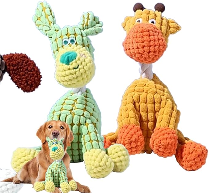 Indestructible Dog Toy, 2026 New Durable Plush Dog Toys for Aggressive Chewers, Interactive Squeaky Soft Puppy Chew Toy, Durable Teething Toys for Small Medium Large Dogs (Green+Orange)
