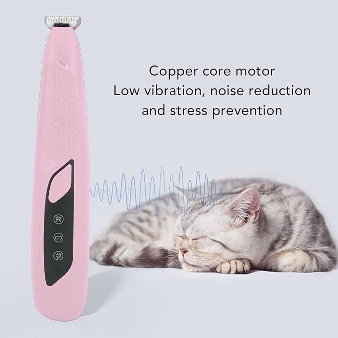 Pssopp Electric Cat Grooming Clippers, Electric Clippers Proof Body High Brightness LED Light Rechargeable Dog Trimmer for Small Area Hair Cat Grooming, (Pink)