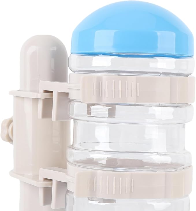 Pet Standing Water Dispenser, Adjustable Height Dog Water Bottle, with Food Feeder Bowl for Small Dogs Cats (Blue)