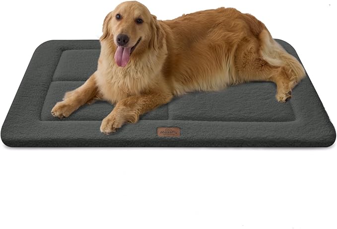 Reversible Dog Crate Pad Bed for Large Dogs,Washable & Non-Slip Kennel Pet Mat, High Density Foam and Soft Fleece Cat Bed for Indoor & Outdoor Use, 41" x 28", Dark Gray