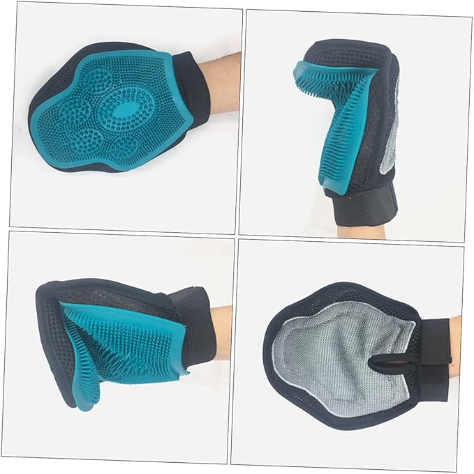 VOSAREA Double-Sided Silicone PET Massage Glove Brush for Cats and Dogs Effective Hair Remover for Bathing and Grooming for Shedding and PET Care