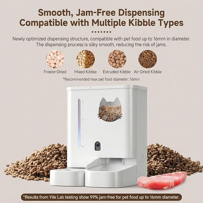 Smart Automatic Pet Feeder with Camera and Two-Way Audio, 5L Food & 4L Water Dispenser for Dogs and Cats, Dual Power Supply, Motion Sensor Light, Travel Pet Carepet feede (Black (WI-FI Version))