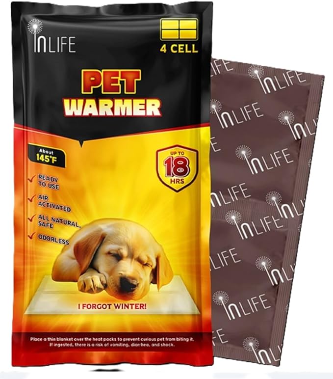 InLife Super Warmer for Dogs & Cats | All Natural & Safe, Instant Quick Heat, Easy & Comfortable Warmth, Bigger & Wider Size | Air Activated, Steady Long-Lasting | Odorless, 1 Pack