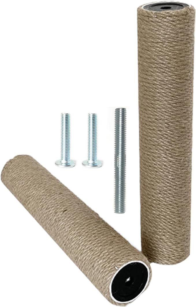 2Pcs M10 Cat Tree Replacement Post - Cat Scratching Post Replacement Pole DIY M10 Bolt Sturdy Cardboard Tubes Natural Jute Rope Screws Included (2.4 * 15.7")