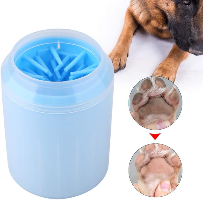 Portable Pet Paws Cleanseing Cup, Multifunctional Grooming Tool for Cats and Dogs, Rubber Silicunique, Easy to Cleanse and Use (Blue)