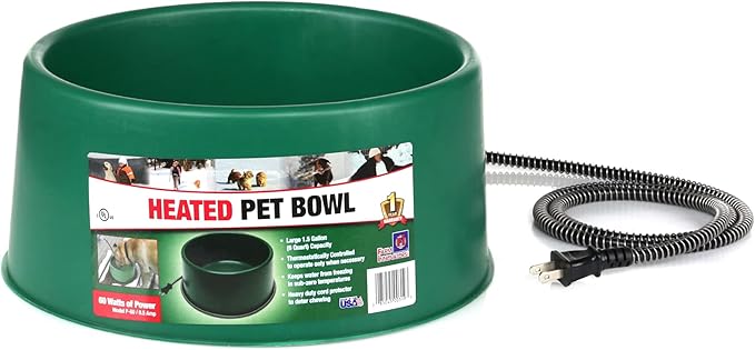 Farm Innovators P-60 1.5 Gallon 60 Watt Heated Pet Water Bowl, Thermostatic Control & Anti Chew Cord, Green (3 Pack)