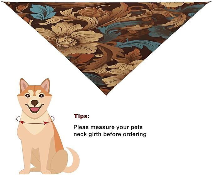 Dog Bandana Spring Pet Scarf Adjustable Triangle Set of Ornate Floral Printing Dog Bib Washable Polyester Puppy Bandana for Small Medium Large Dogs Cat Birthday Party Supplies
