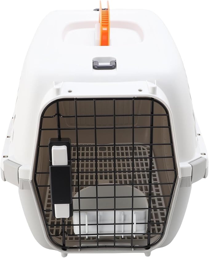 AYNEFY Dog Travel Supplies Easy to Assemble Portable Dog Carrier with Ample Space and Excellent Ventilation for Outdoor Travel and Vet Visits Plastic Pet Carrier (Grey)