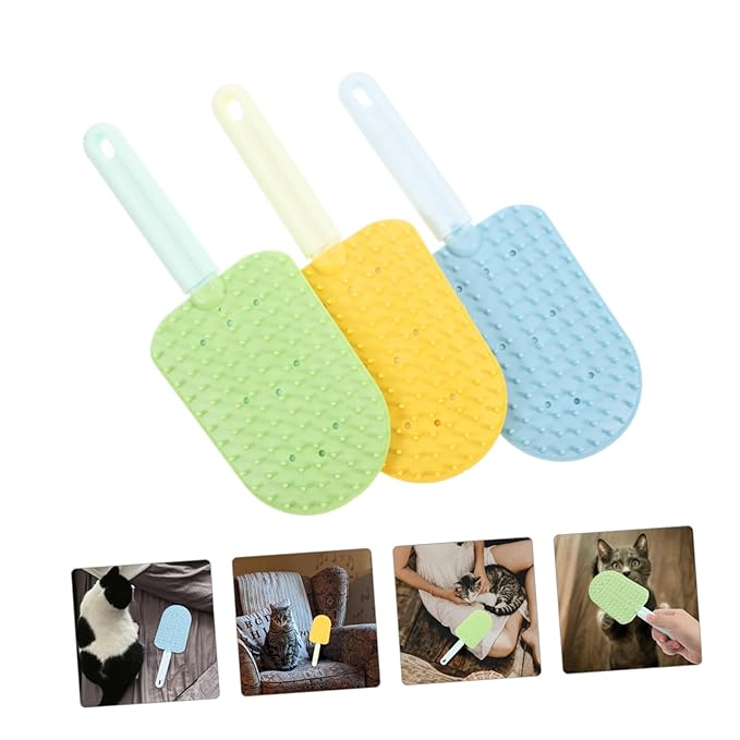 3pcs Cat Grooming Brush for Shedding and Removal Dual-sided Pet Hair Comb for Cats and Small Dogs Easy to Ergonomic Design Green