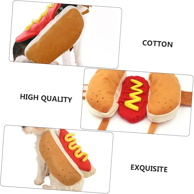 DOITOOL Hot Dog Pet Costume and Burger-Themed Dog Clothes M Size Decorative Cat Festival Outfit Christmas Pet Supplies