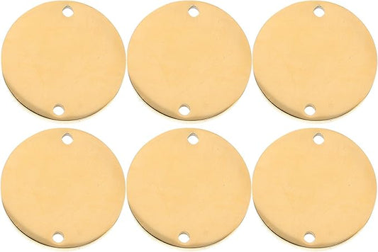6pcs Stainless Steel Round Id Tags Double Hole Polished Metal Stamping Blanks 20mm for Pet Collar Engraving, Anti-Lost Dog Name Tags DIY Supplies