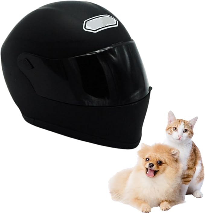 Pet Motorcycle Helmet for Cat/Dog, Full Face, Outdoor, Black