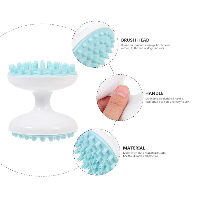 Veemoon Pet Hair Brush and Grooming Comb Plastic Massager with Scratching Function Green for Cats Indoor Grooming and Bathing Supplies