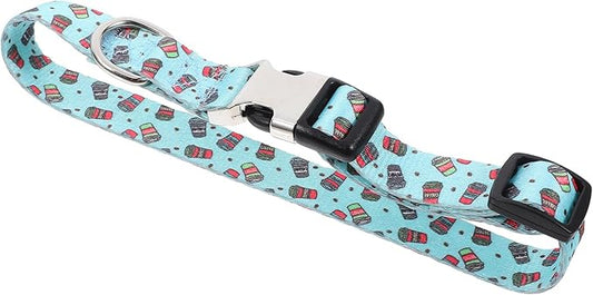 Toyvian Decorative Printed Dog Collar and Cat Neck Collar Thickened with Semi-Metal Buckle Adjustable in Green Coffee Medium for Pet Supplies