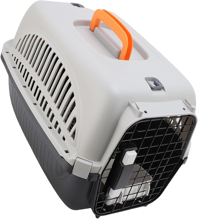 AYNEFY Dog Travel Supplies Easy to Assemble Portable Dog Carrier with Ample Space and Excellent Ventilation for Outdoor Travel and Vet Visits Plastic Pet Carrier (Black)