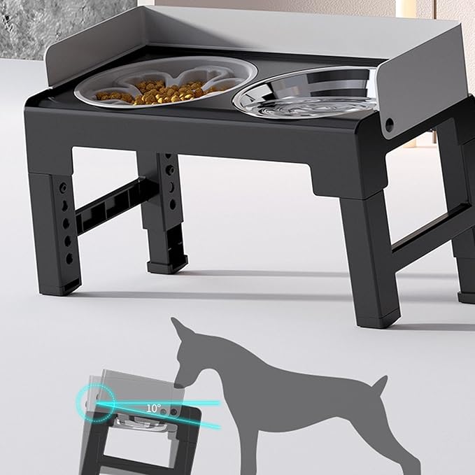 Dog Feeder Food Water Bowl Double Bowl Height Adjustable Large Capacity 2 in 1 Pet Feeding Supplies Slow Feeder Bowls Puppy