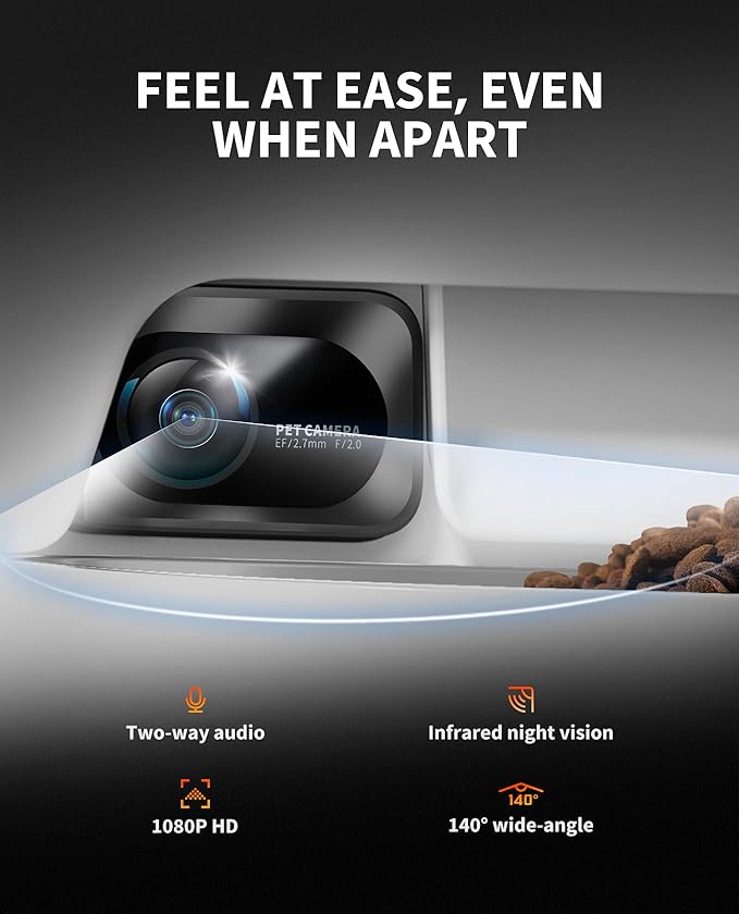 PETKIT Automatic Cat Feeder with Camera,1080P HD Video and Night Vision,Double Hopper Pet Feeder for Cats and Dogs with 2-Way Audio, Wireless Pump Cat Water Fountain