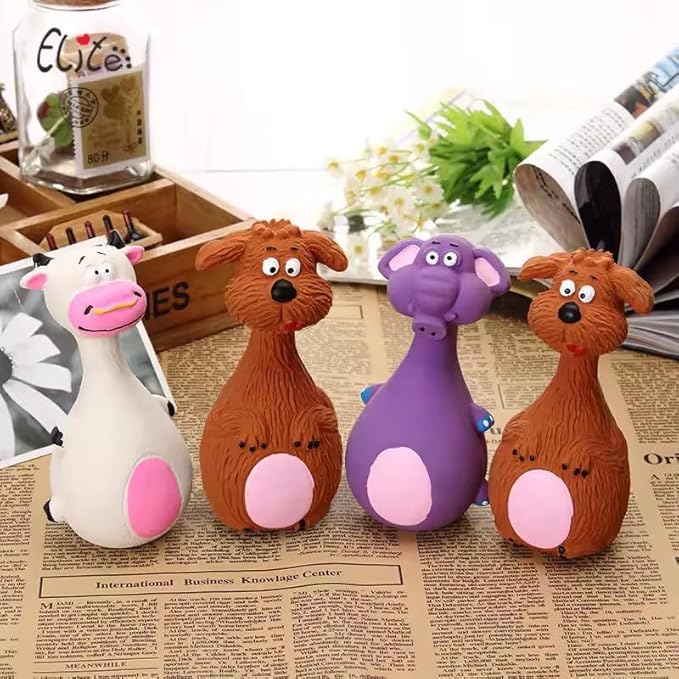 4pcs Cute Latex Dog Chew Toys with Sound, Interactive Biting Toys for Dental Health, Puppy Teething Pet Supplies Multicolor