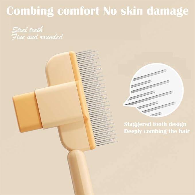 Pet Hair Removal Tool Comb Flea Comb, 2025 Cat Grooming Brush with Release Button,Pet Comb Grooming Brush for Dogs and Cats, Upgrade Self Cleaning Pet Hairs Combs(Green)