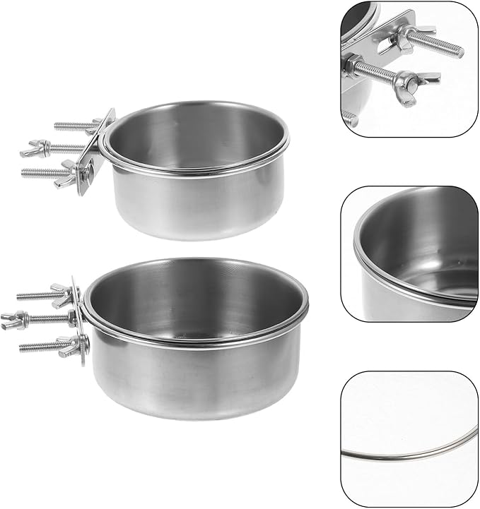 Milisten 2pcs Stainless Steel Dog Food Bowl and Cat Feeding Dish, Large Capacity Anti-Spill Design, Removable Bowls for Home Use, 10x4.5cm 12x5cm Pet Feeding Supplies