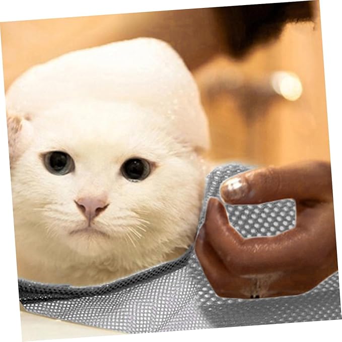 BESPORTBLE Multi-Function Cat Grooming Bag Mesh Cat Washing and Nail Trimming Pouch for Bathing and Feeding Breathable Material Suitable for Kittens Grey