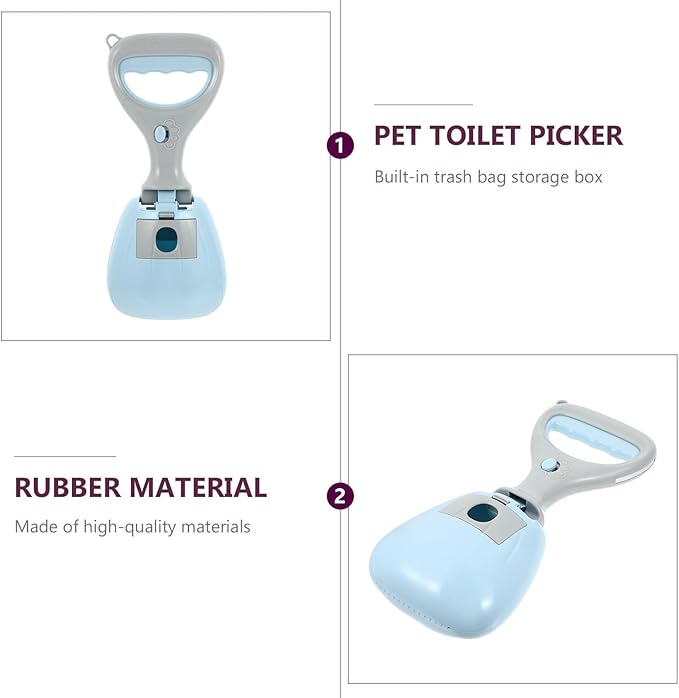 Dog Pooper Scooper and Waste Picker with Long Handle, Blue Plastic Pet Stool Pickup Tool for Home Use, Dog Feces Cleaning Supplies for Easy Outdoor and Indoor Pet Waste Removal